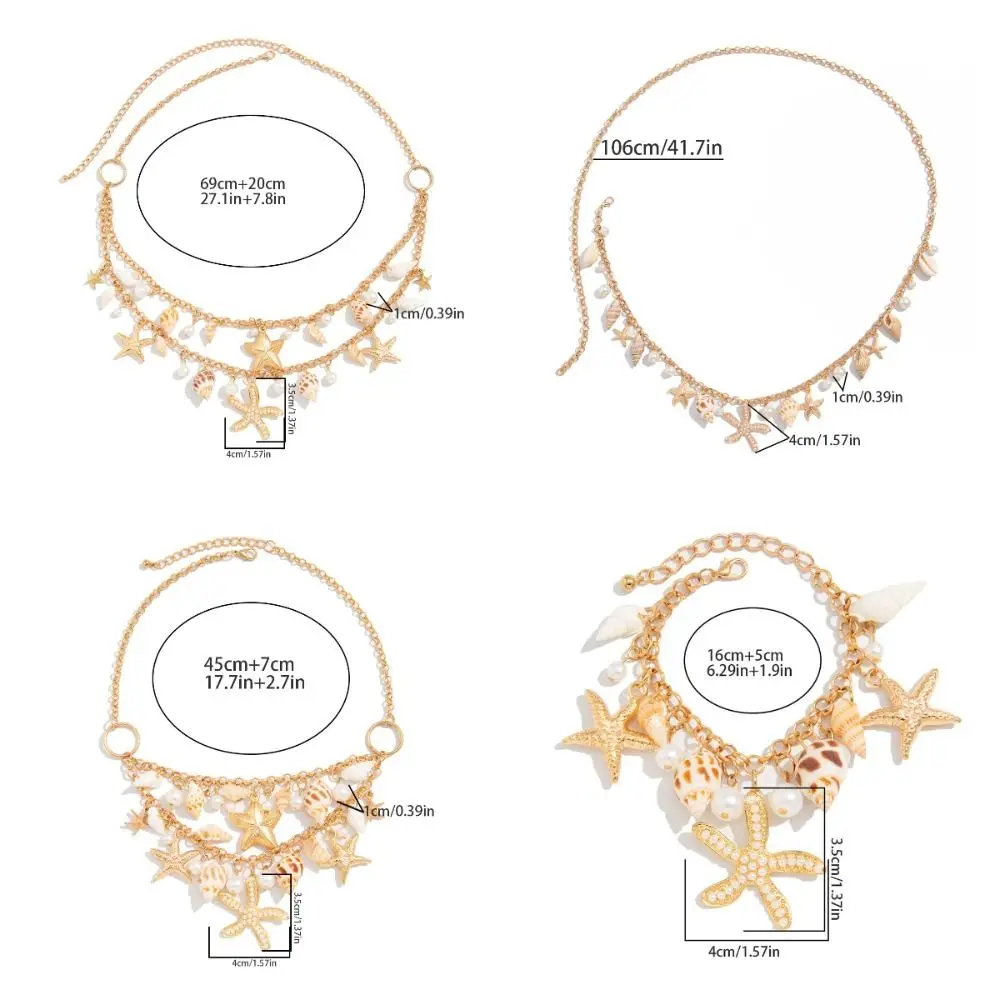 Bohemian Shell Seestern Taille Kette Imitation Perle Sexy Strand Shell Bund Taille Schmuck Goldene Shell Perlen Armbänder Strand