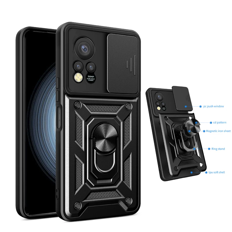 Case For Smart 7 8 Plus 4G 8 Pro 4G Armor Shockproof Camera Slide Lens Protective Grade Rugged Covers Cases With Ring Case