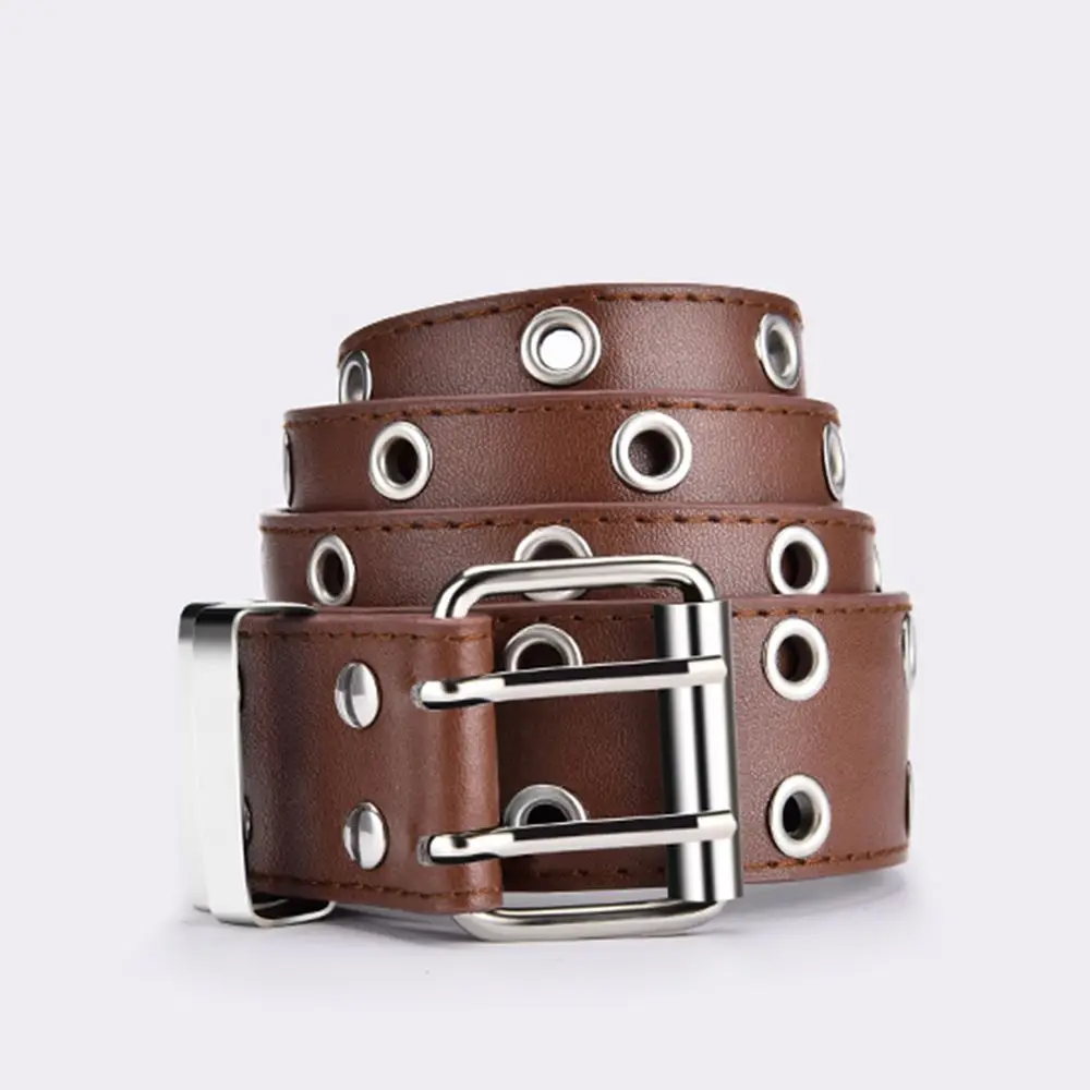 Double Pin Buckle Apparel Accessories Cummerbunds PU Leather Punk Waist Belt Goth Waistband Adjustable Belts Jeans Girdles