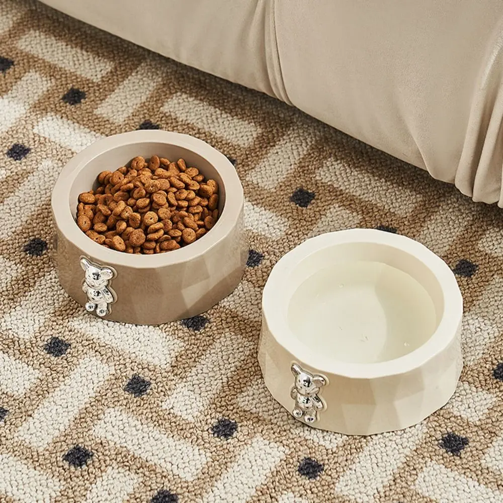 Anti Tipping Bear Cat Bowl Detachable Non-Slip Pet Feeding Basin Stainless Steel Large Capacity Cat Food Water Bowl