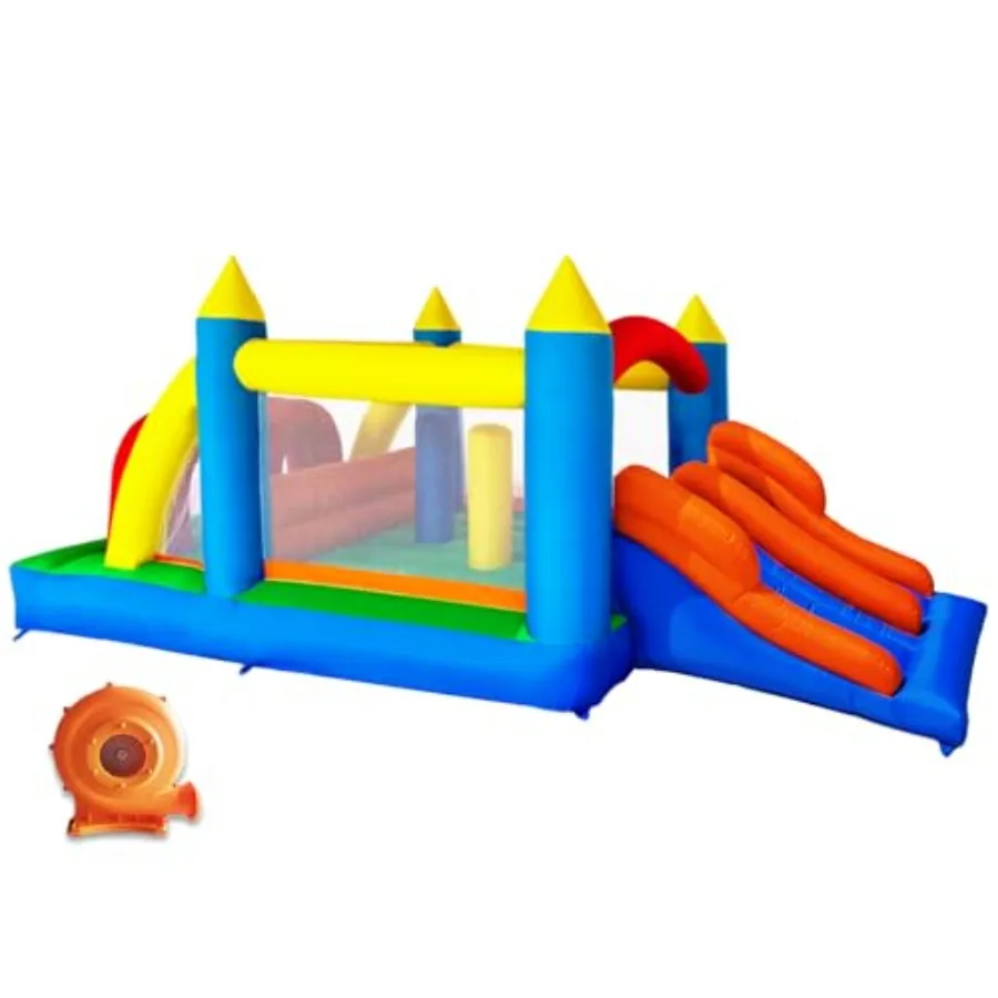 

HuaKastro 16.3x7.2FT Inflatable Obstacle Bounce House with Dual Racing Slides Crawl Tunnels Climbing Obstacles Jumping All in O