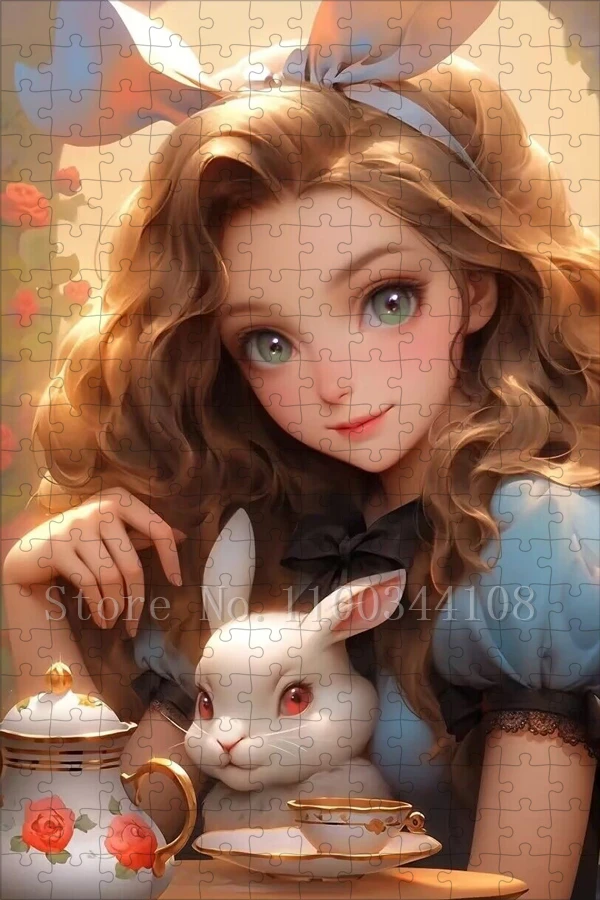 Disney Alice In Wonderland Puzzles for Girls Handmade Gifts 35/300/500/1000 Pieces Cartoon Jigsaw Puzzles Stress Relief Toys