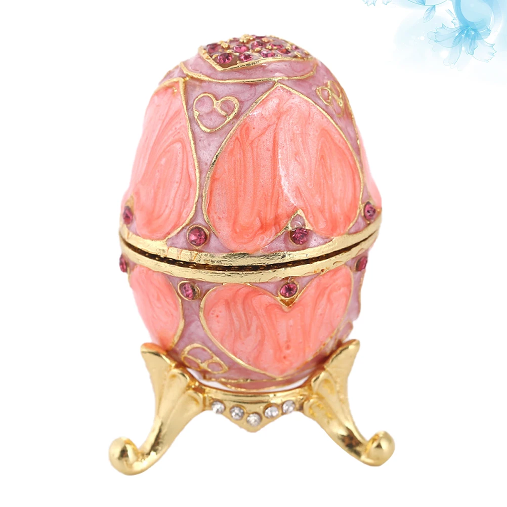 

Metal Jewelry Box Small Trinket Case Egg Shape Storage Organizer for Rings Earrings Beads Travel Holder Dust Protection