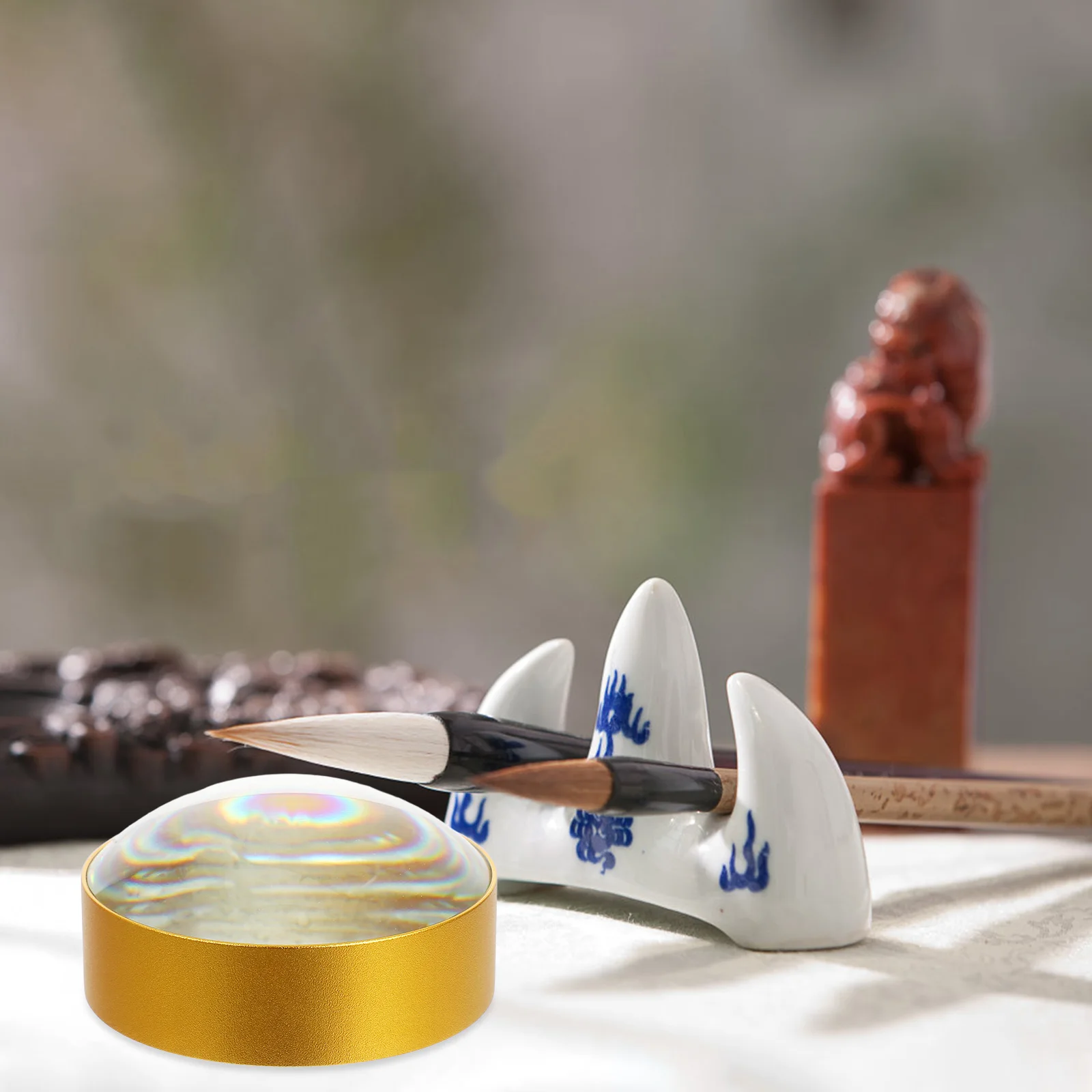 

Optical Crystal Dome Magnifier Glass Paperweight 75mm 4x Reading Magnifying Glass for Books Newspapers Office Calligraphy