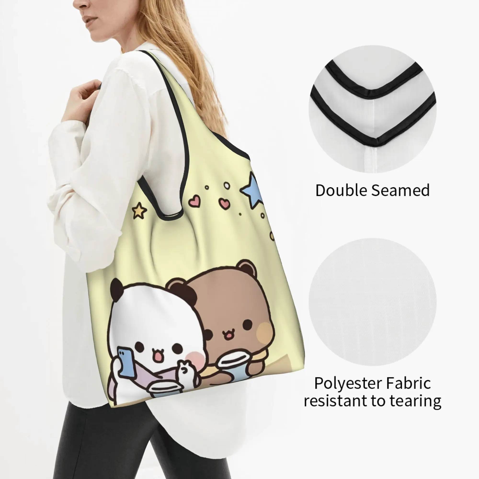 Recycling Bubu Dudu Hot  Shopping Bag Women Tote Bag Portable Anime Grocery Shopper Bags