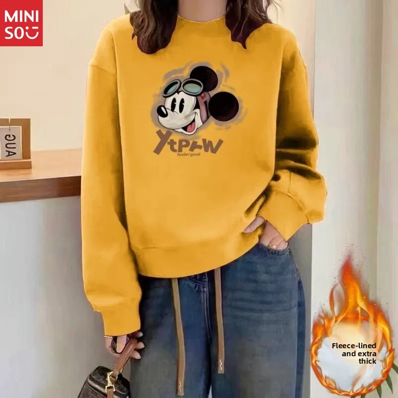 Disney American Vintage Sweatshirt, Plush Fleece Oversized Pullover for Women