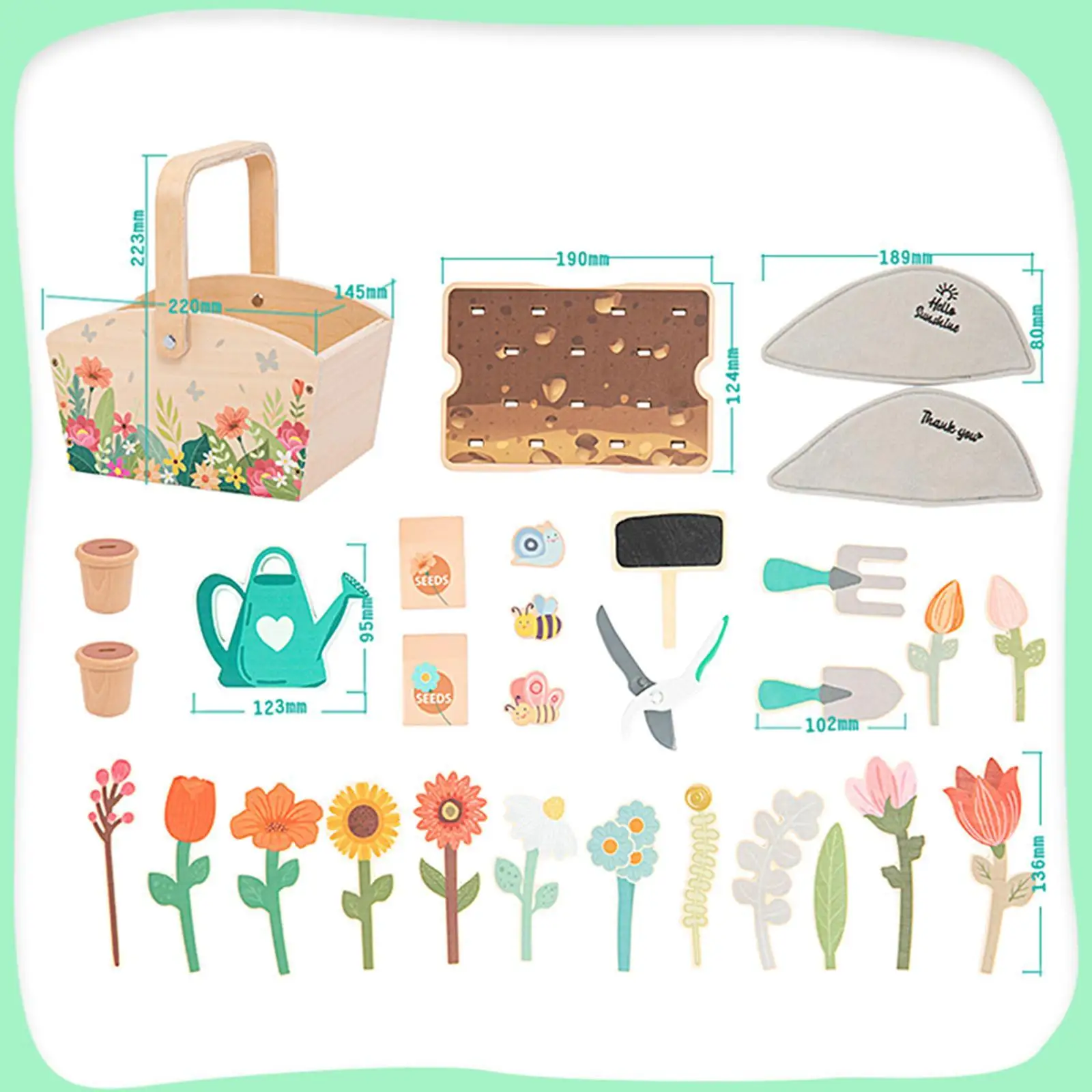 Ensemble de jouets de jardin de fleurs en bois pour garçons et filles, simulation pour enfants de 3 à 8 ans