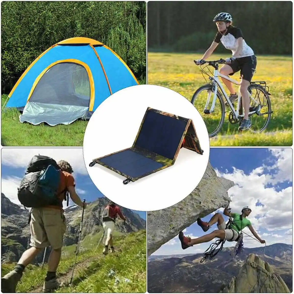 Sunpower 30W USB Solar Folding Bag Portable Charger Outdoor Mountaineering Travel Outdoor Mobile Power Generator Pack