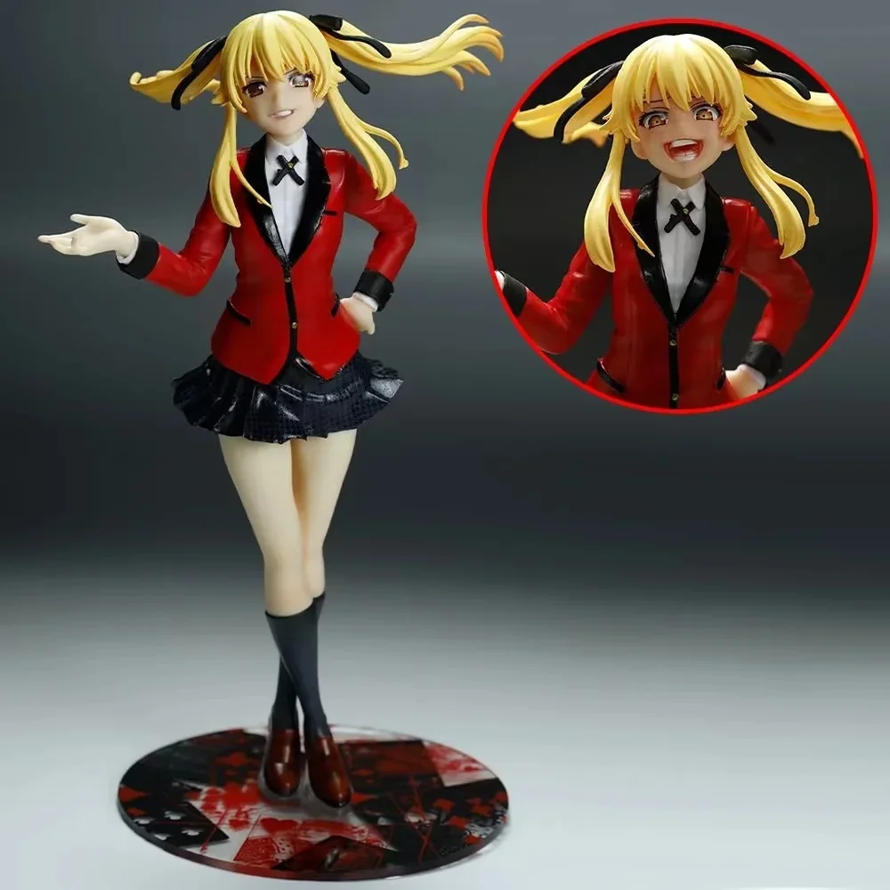 20CM Anime Kakegurui Twin Meari Saotome PVC Action Figure - Standing Model Toy with Replaceable Faces Collectible Gift