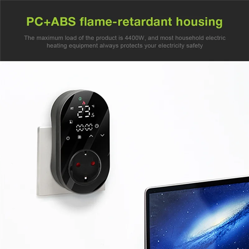 

PHILE-регулятор температуры для отопления, охлаждения, Wi-Fi, умный светодиодный термостат, вилка, цифровая вилка энергии, 16А, пульт дистанционного управления, ЕС