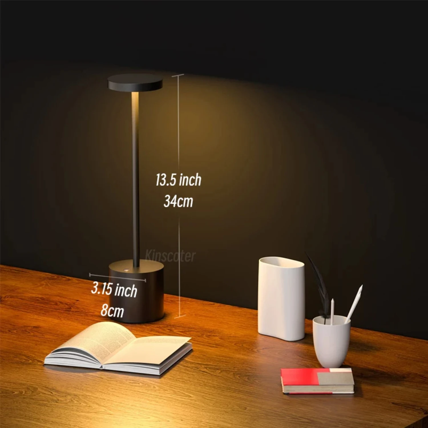 New Portable, Waterproof Rechargeable LED Desk Lamp with Touch Dimming - Durable, Stylish Metal Table Lamp in Sleek Aluminum All