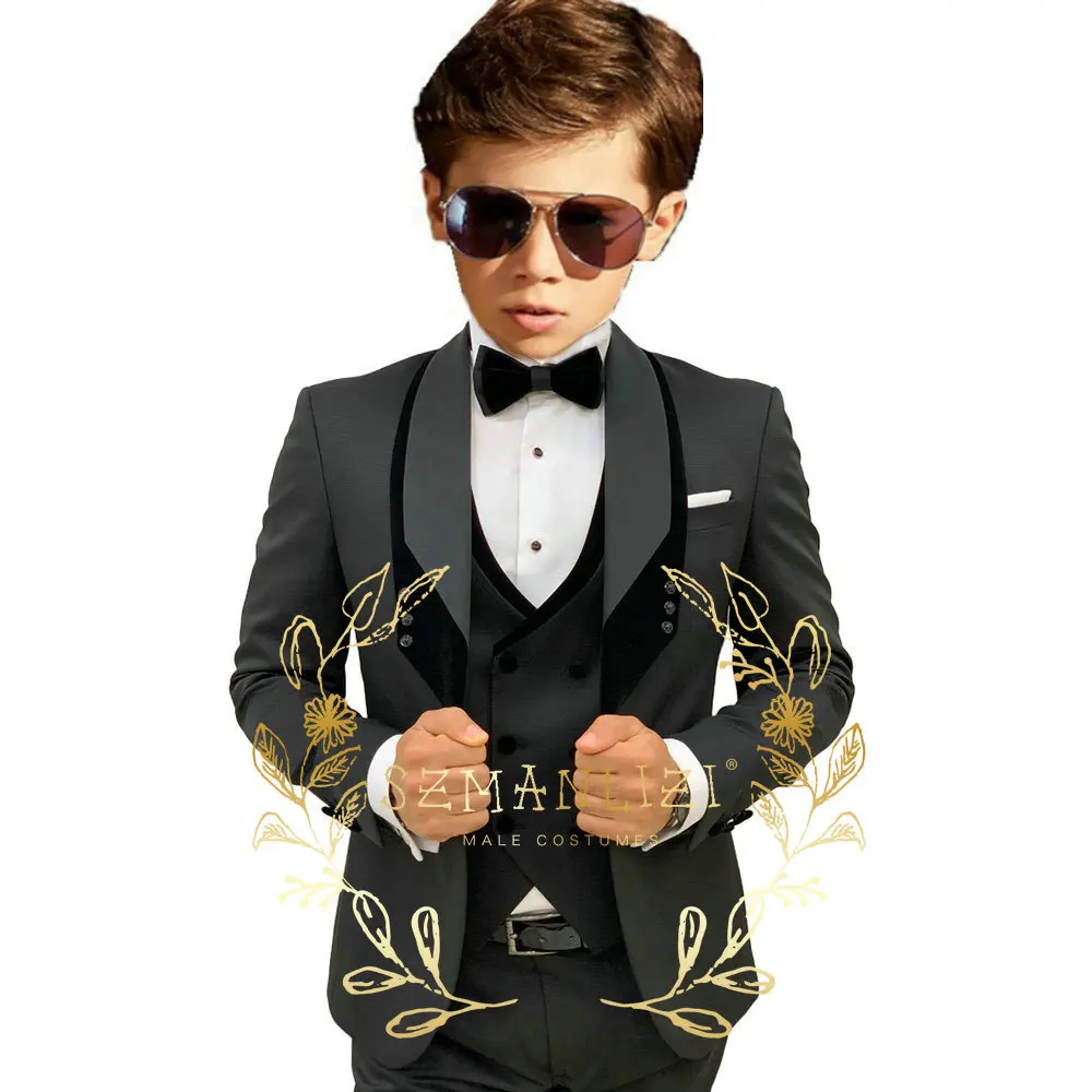 Formal White Boys Formal Suits Clothing Set Kids Coat Vest Pants Wedding Tuxedo Suit Children Blazer Party Costume