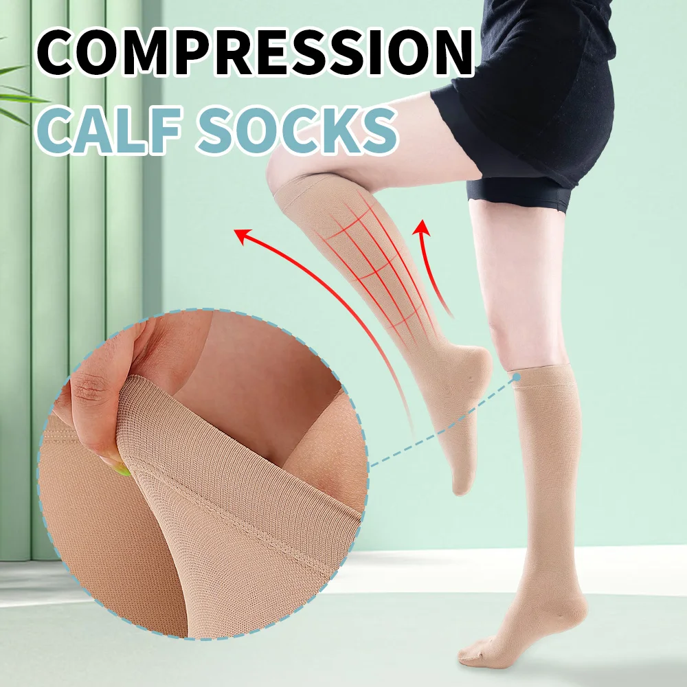 

Hh Medical Compression Socks Varicose Veins Blood Circulation Anti Fatigue Closed Toe Stockings Nursing Sock S-XXL Beige Color