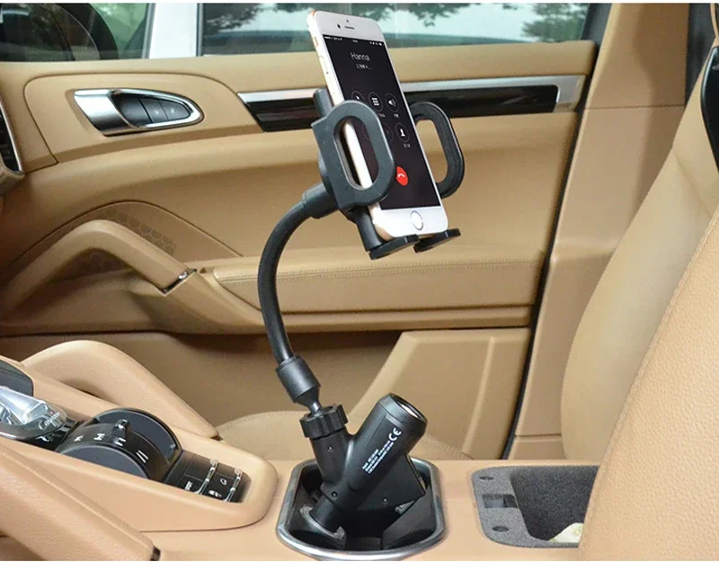 Universal Car Cigarette Lighter Socket Dual USB Car Charger Mount Phone Holder 360 Degrees Rotation for iPhone 15 Pro Max