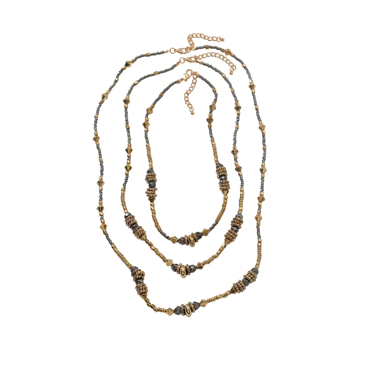 

ZAA Vintage Ethnic Metal Beads Choker Necklace Layered 2025 Trend Irregular Women Jewelry Casual Summer Beach Boho Accessories