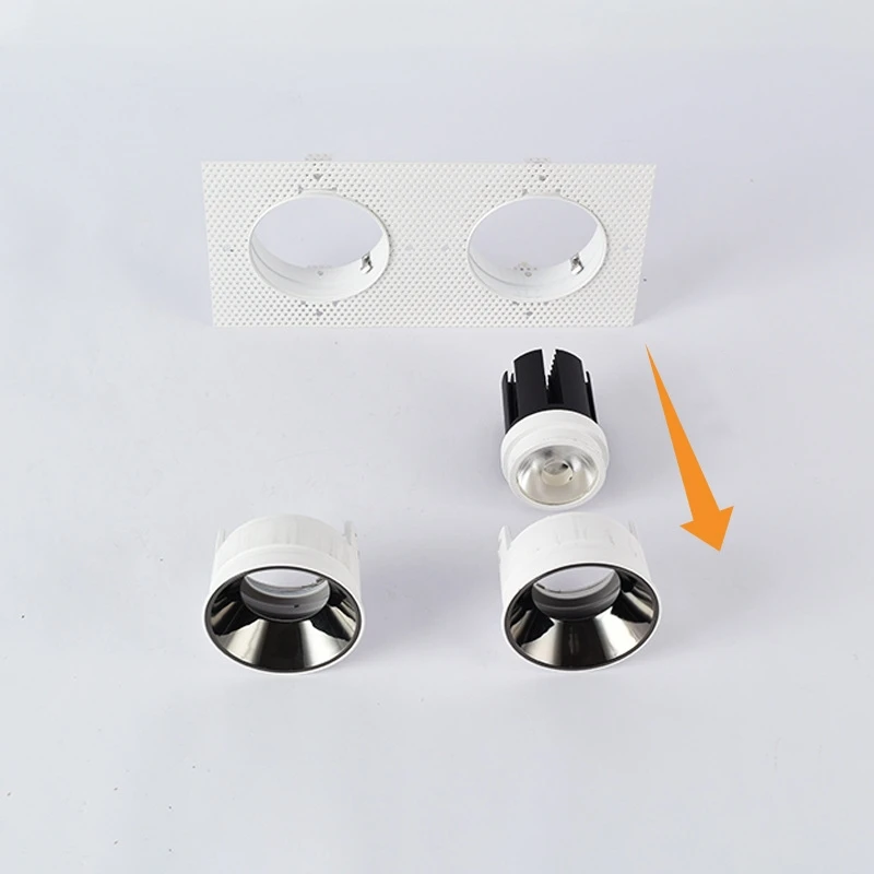 Trimless Square LED Downlight Double Head Mounting Frame Recessed GU10/MR16 Ceiling Lamps Holder Spot Lighting Bracket Fittings