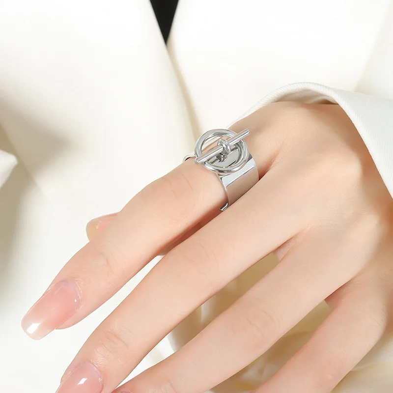 Fashion Temperament Simple Design Sense GeometricRing French Vintage Cut Rings Opening Adjustable Daily Gift Dating Neutral