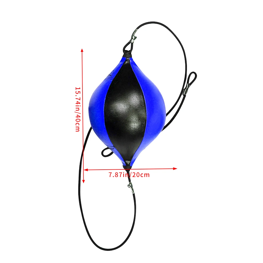 Boxing Ball Leather Punching Bag Boxing Speed Training Hanging Ball Fitness Sport Utensil Blue and Black