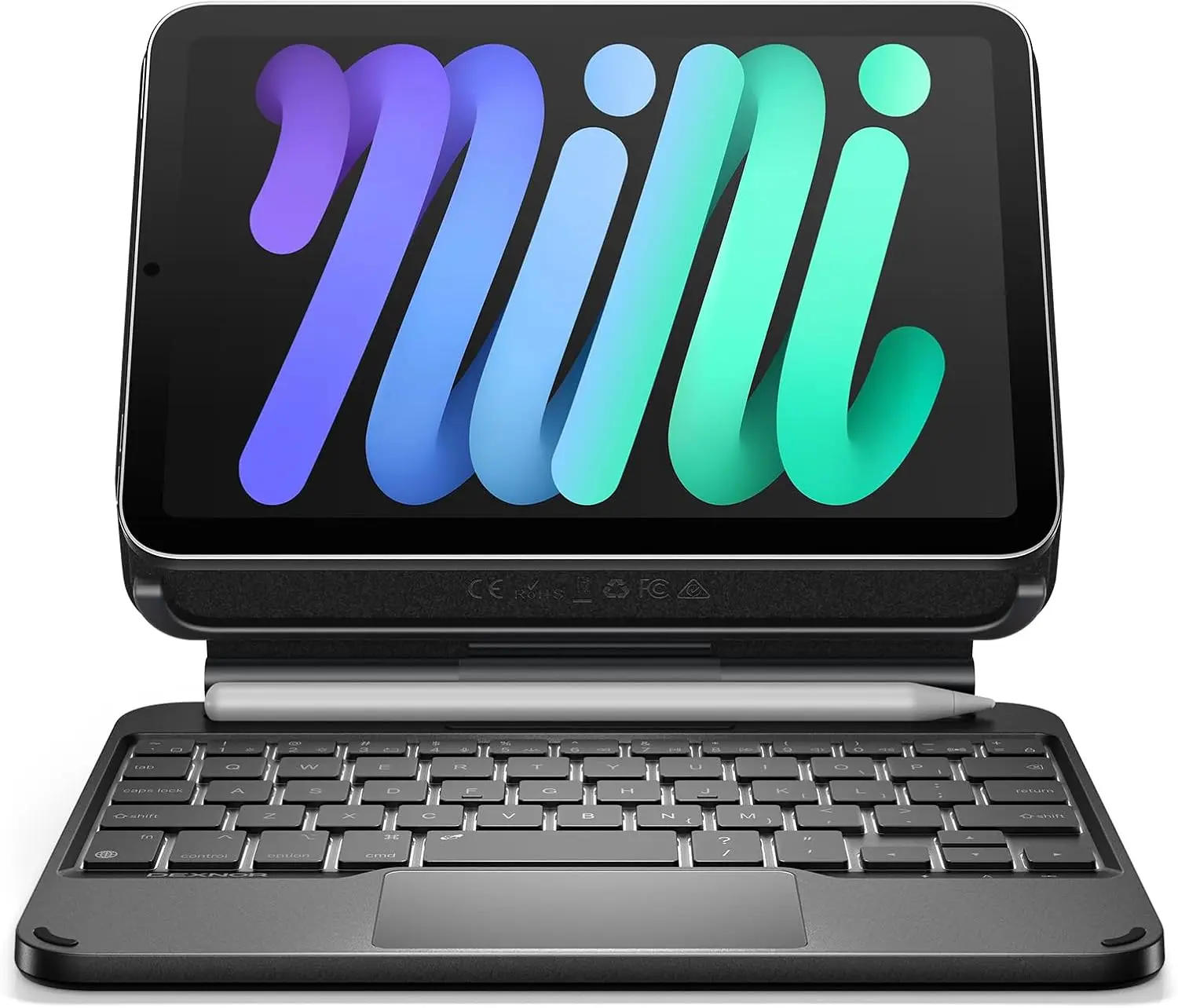 

Чехол-клавиатура для iPad Mini 7/6 с магнитной подставкой, трекпадом и клавишами с подсветкой - черный