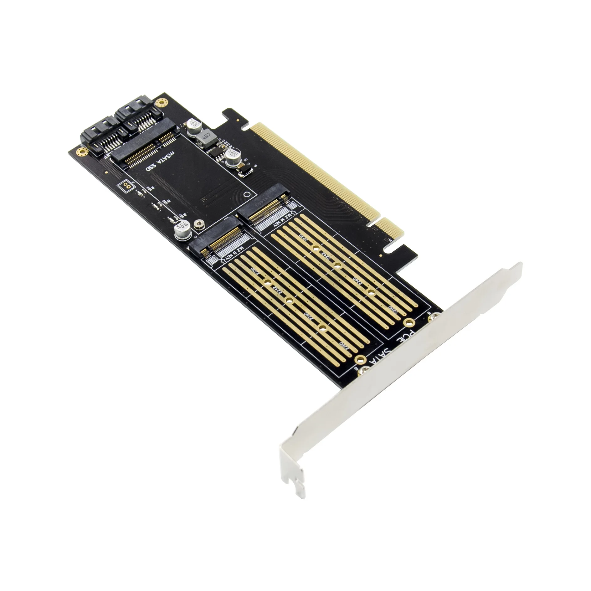 Sunweit ST533 Factory OEM PCIE X16 32GT/S MSATA M.2 B Key M Key NVMe M.2 PCIe SSD Riser Card