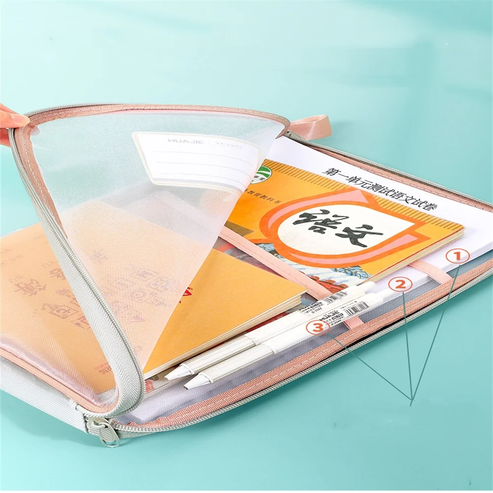 Large Capacity Transparent Document Bag Textbook Information Classification Storage Bag L-shaped Subject Test Papers File Bags