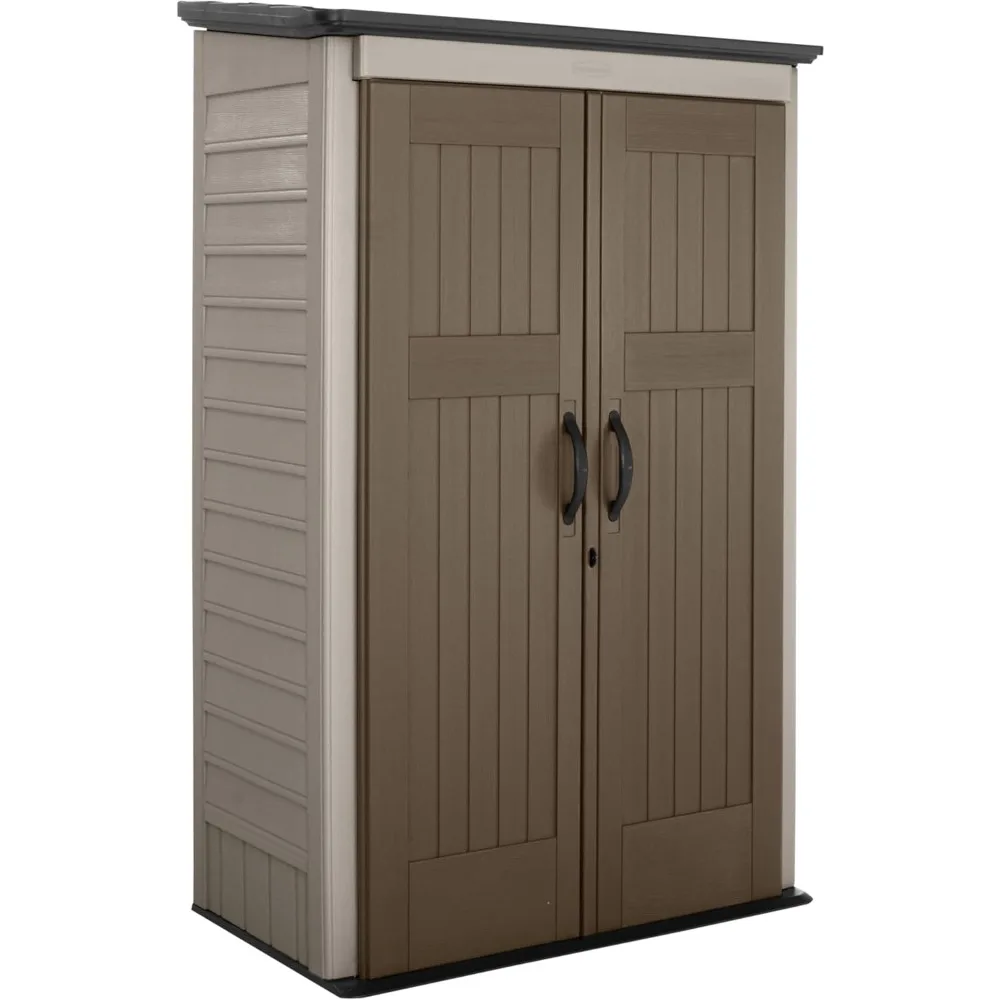 

Vertical Resin Outdoor Storage Shed With Floor (4 x 2.5 Ft) Weather Resistant Brown Organization for Home/Backyard/Garden Tools