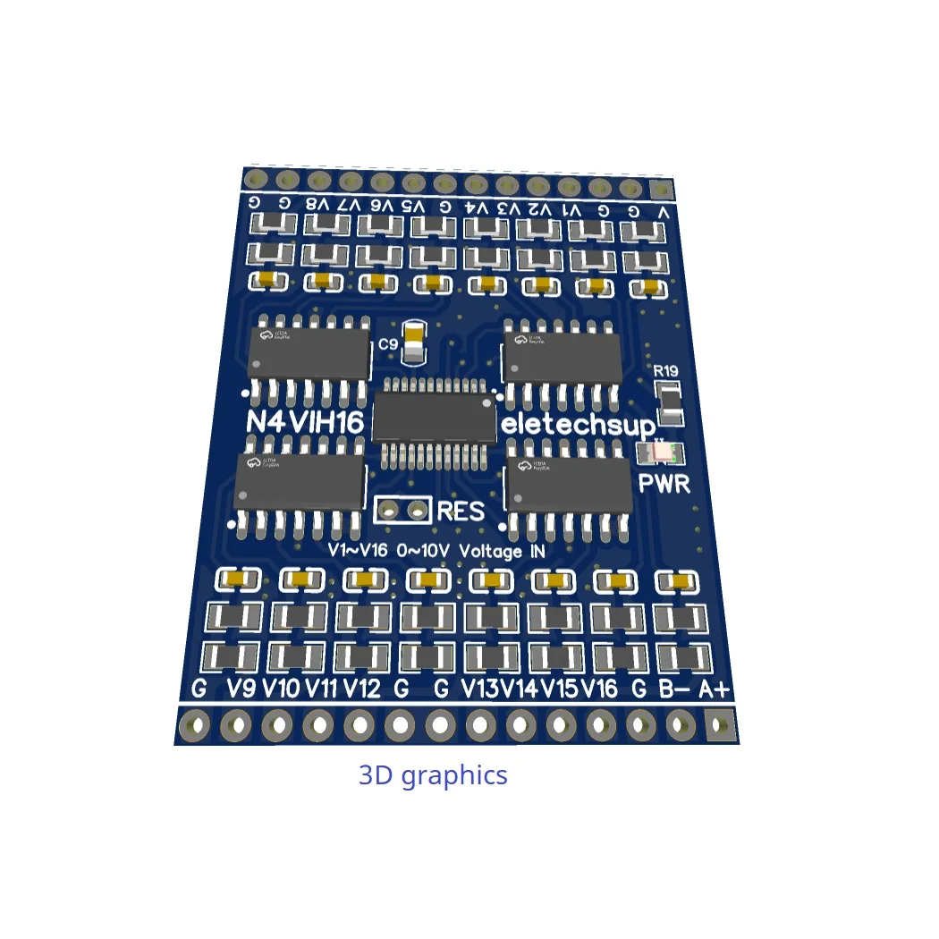 16CH RS485 Analog Input Module 4-20MA 0-20MA 0-5V 0-10V Current Voltage Collector N4VIH16 N4CIE16