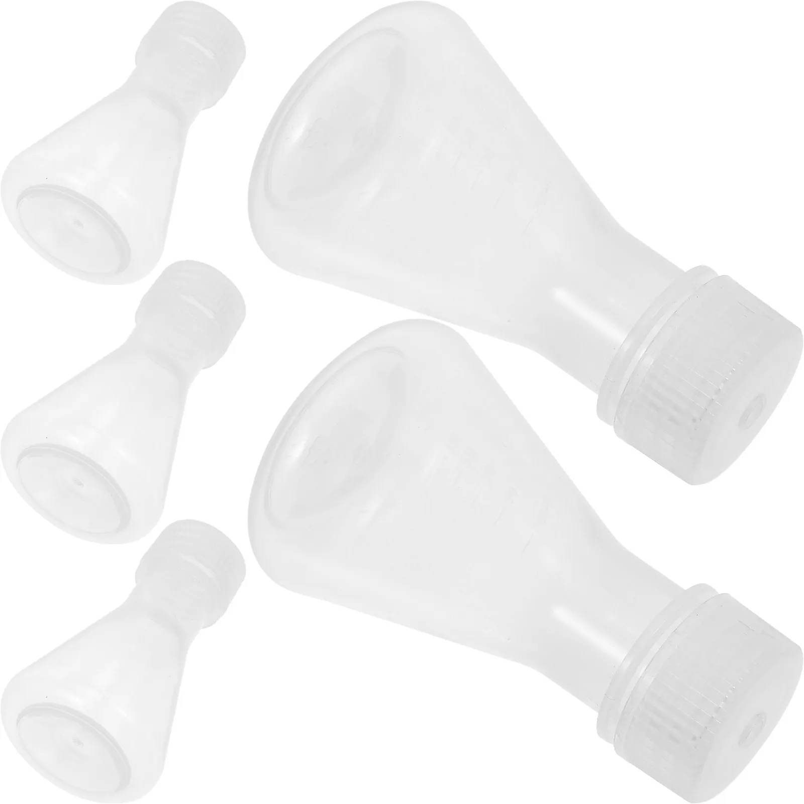 5Pcs Plastic Chemistry Lab Conical Flasks Flat Bottom Wide Mouth Stopper Experiment Plastic Flasks