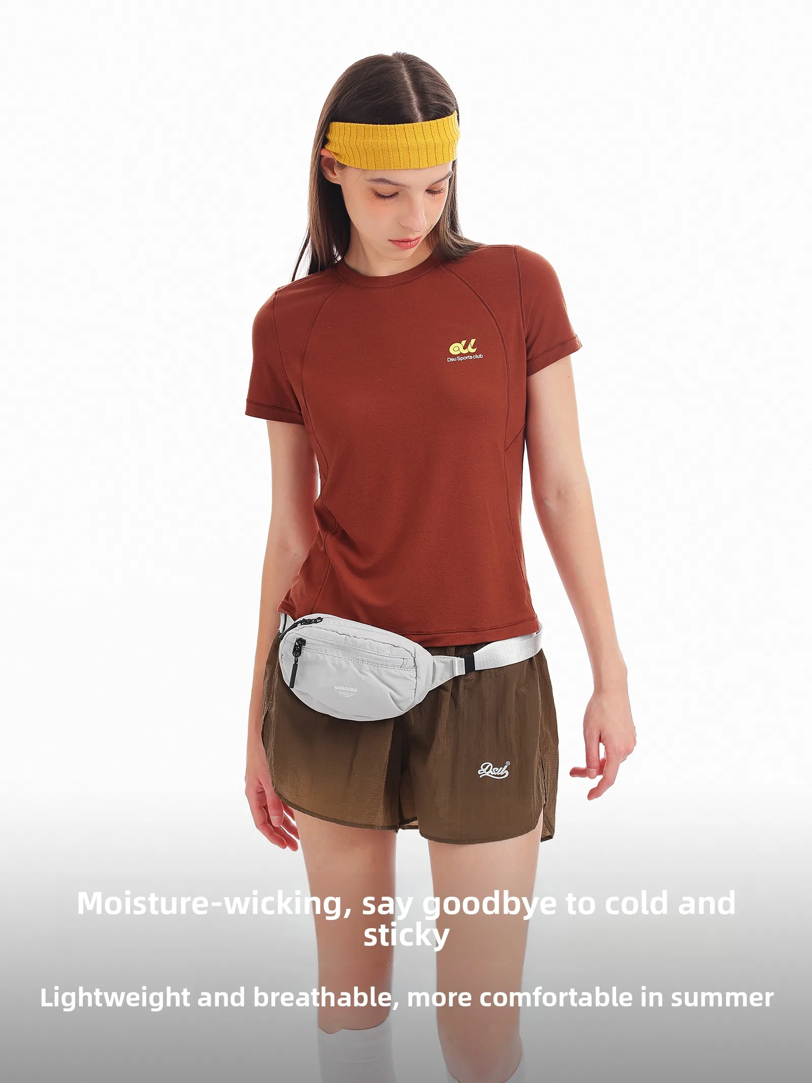 Women's Merino Wool Short Sleeve T-Shirt Half Shoulder Insert Design Moisture Wicking Breathable Antibacterial UV Protection