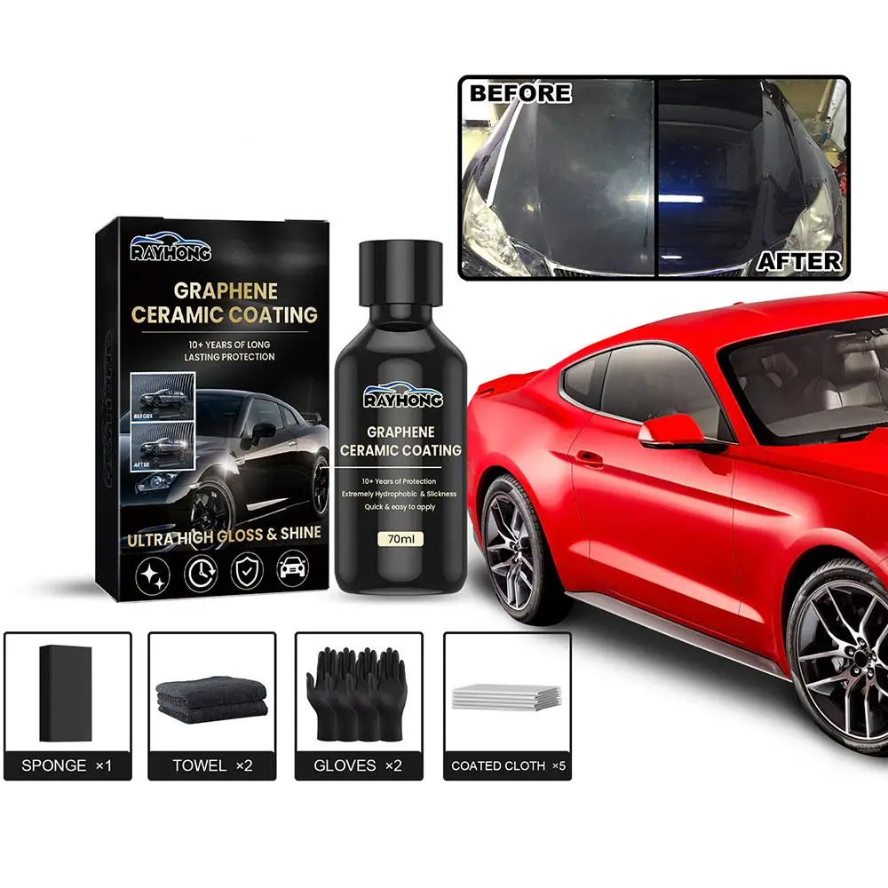 70ML Nano Ceramic Coating Graphene 9H Pro Hydrophobic Paint Protection Car High Temperature Resistance Scratch Resistance