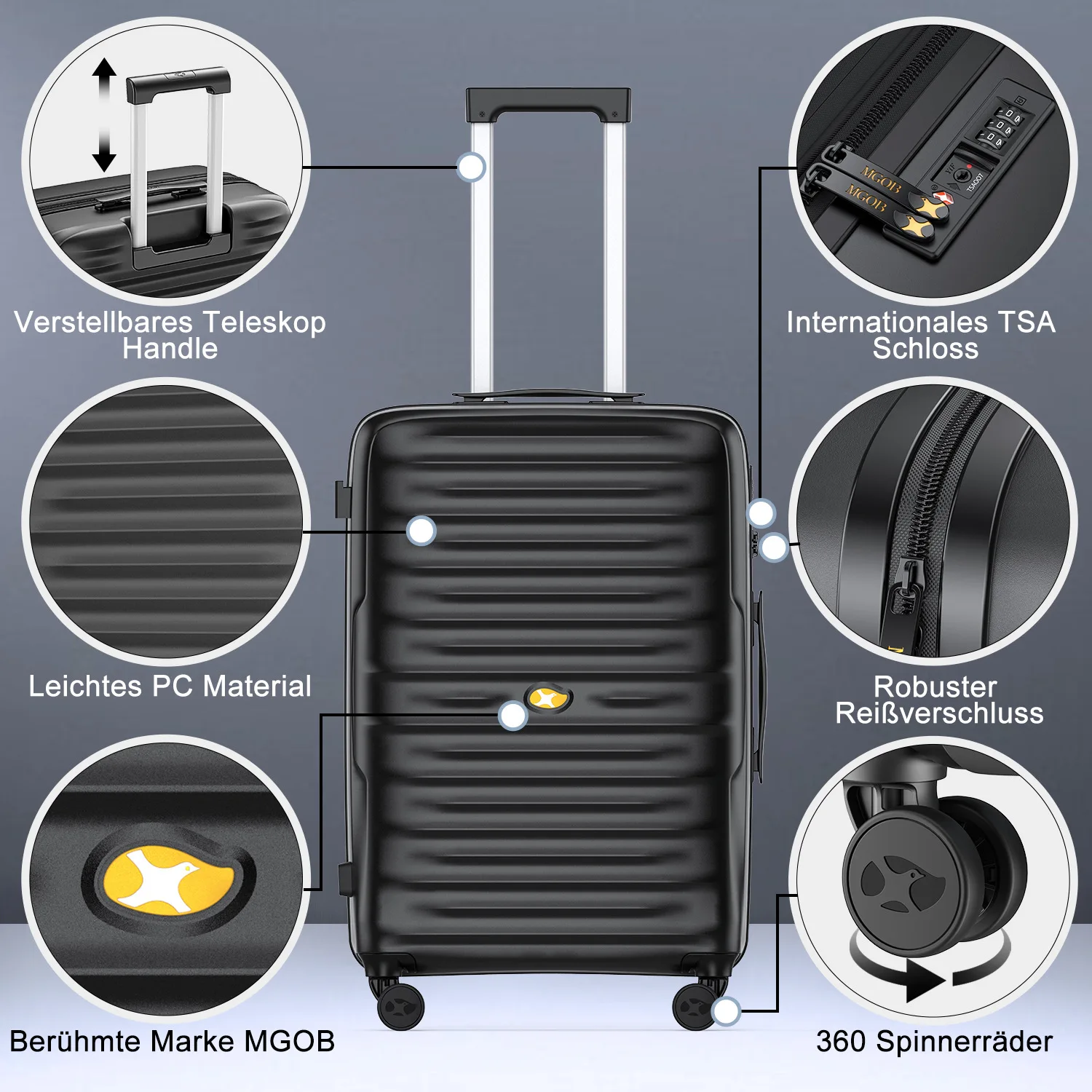 3 Pcs Set Rolling Luggage Case Business Travel Suitcase on Wheels High-capacity Abrasion Resistance Trolley Luggage Bag