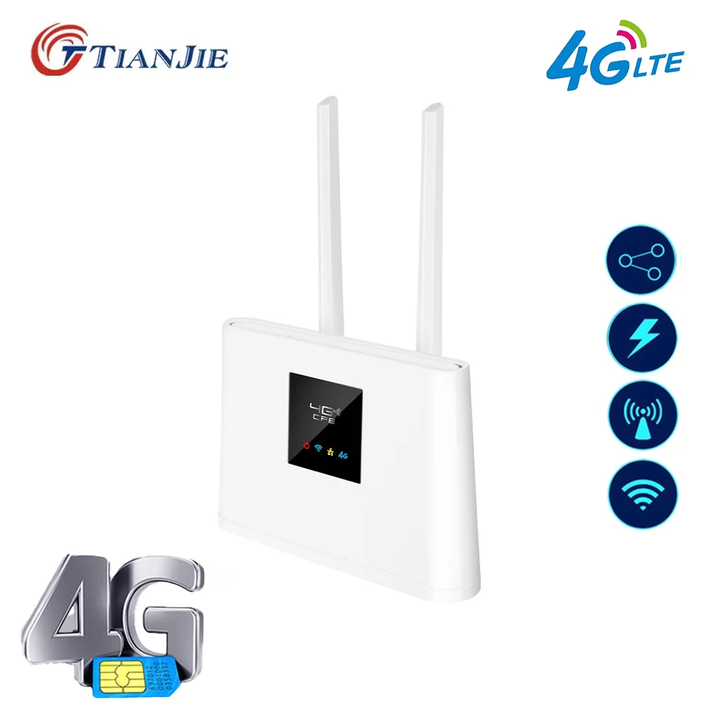 

4G Wireless Internet Adapter with SIM Card Slot Detachable High Gain Antenna for RVs Camping Travel WiFi Mobile Router Modem