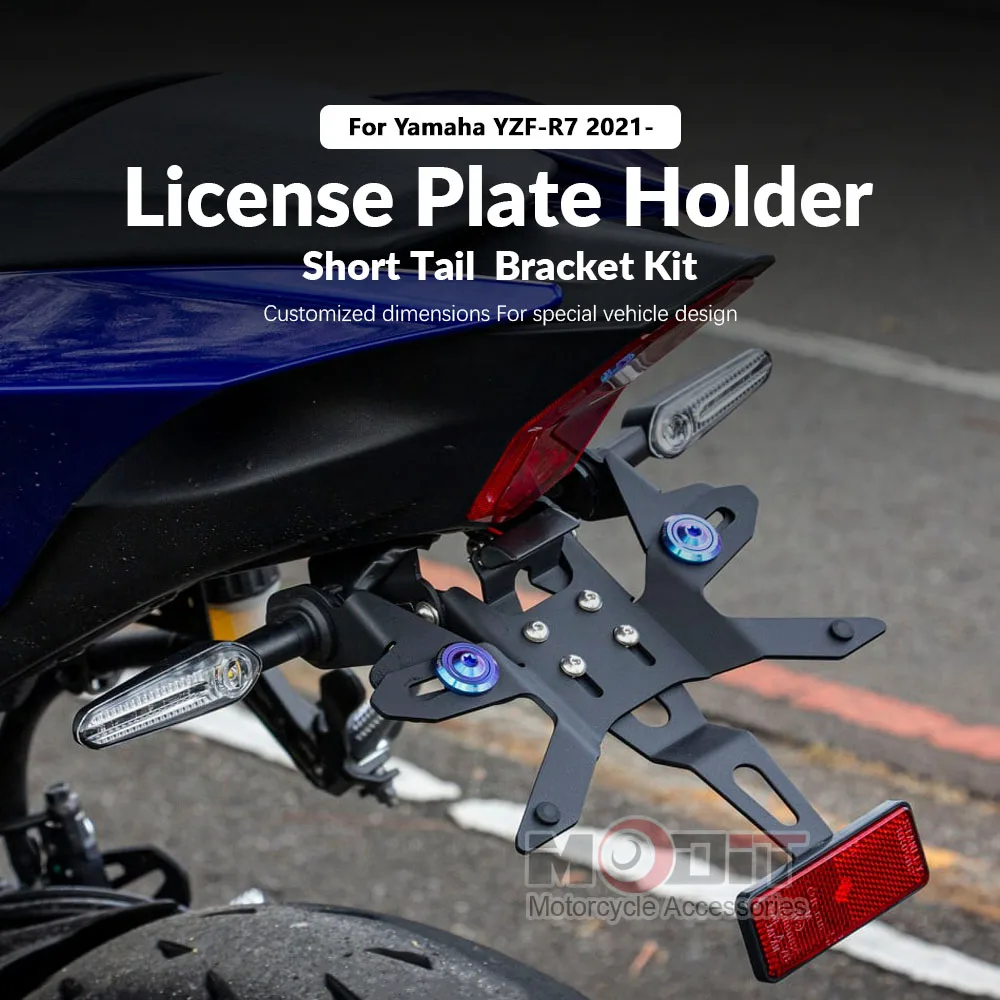 Motorcycle License Plate Bracket Holder For Yamaha R7 YZF R7  YZF-R7 2021-2025  Adjustable Rear Short Tail Bracket Kit