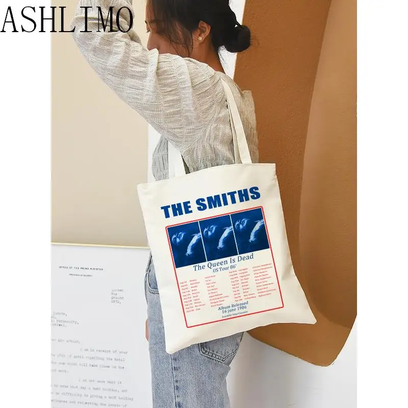 The Smiths Vintage Tote Bag The Queen Is Dead Tote Bag Canvas Shopper Retro Bags For Women College ​Large Capacity ​Harajuku Bag