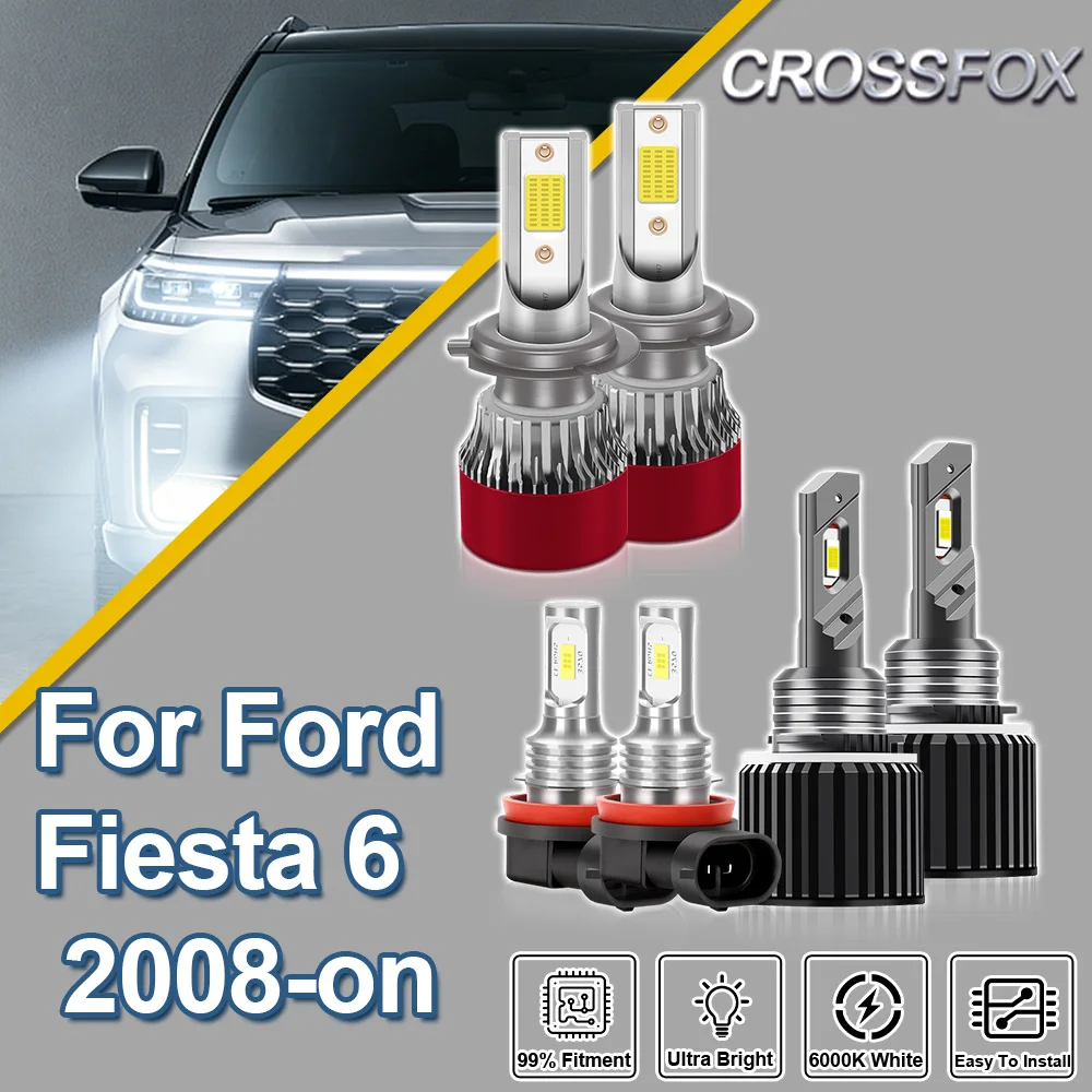 

CROSSFOX For Ford Fiesta 6 2008 2009 2010 2011 2012 2013 2014-on Turbo High Quality Headlight Bulbs Powerful Canbus LED Fog Lamp