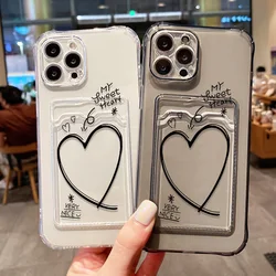 Wallet Card Holder Clear Soft Case For iPhone 11 15 16 13 14 12 Pro Max XS XR X 8 7 16 Plus SE 2022 Transparent Card Slots Cover