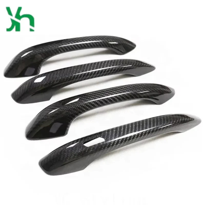 غطاء مقبض باب من ألياف الكربون الحقيقية لملحقات مقبض باب بورش ماكان كايين الخارجية #1