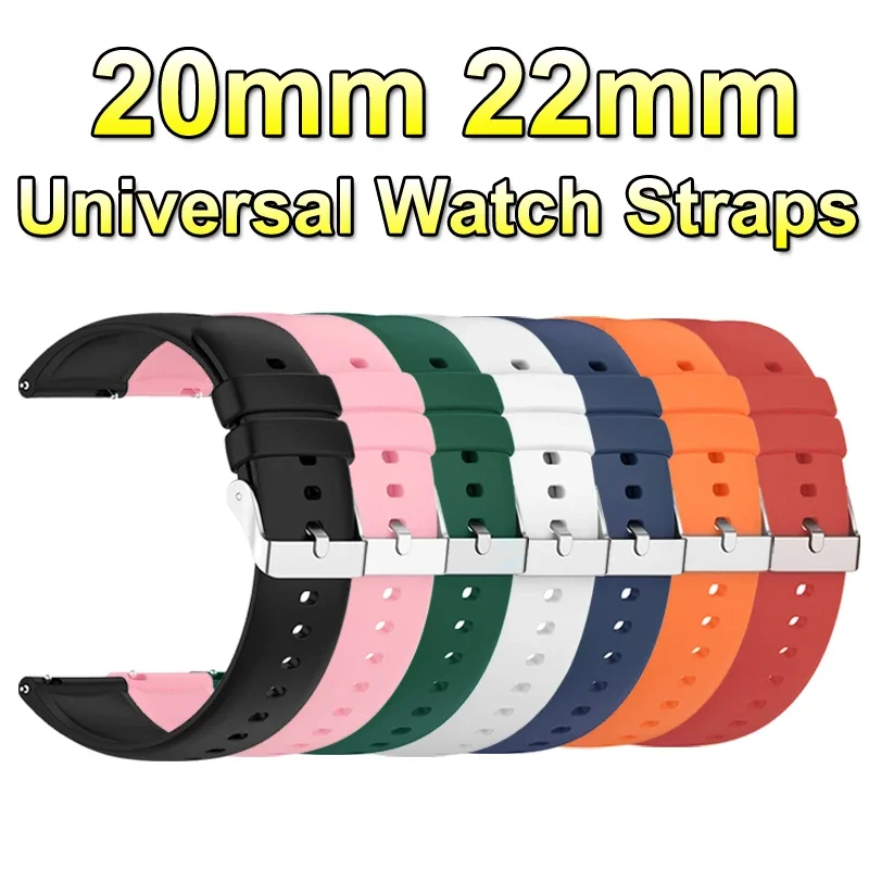 Cinturini Universali per Orologi 22mm 20mm a Sgancio Rapido, Cinturino in Silicone Morbido per Smartwatch Huawei Samsung Xiaomi Amazfit