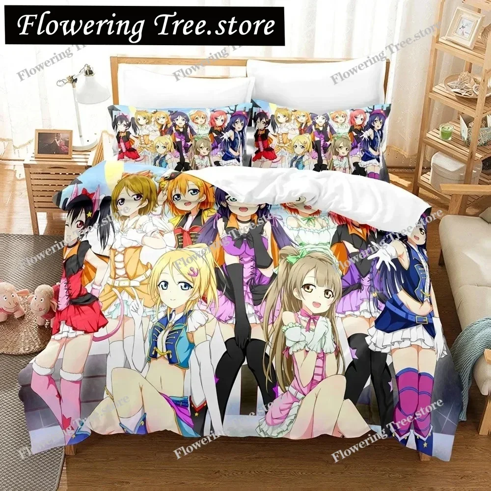 3D Anime Love Live College Idol Festival Bedding Sets Duvet Cover Set With Pillowcase Twin Full Queen King Bedclothes Bed Linen