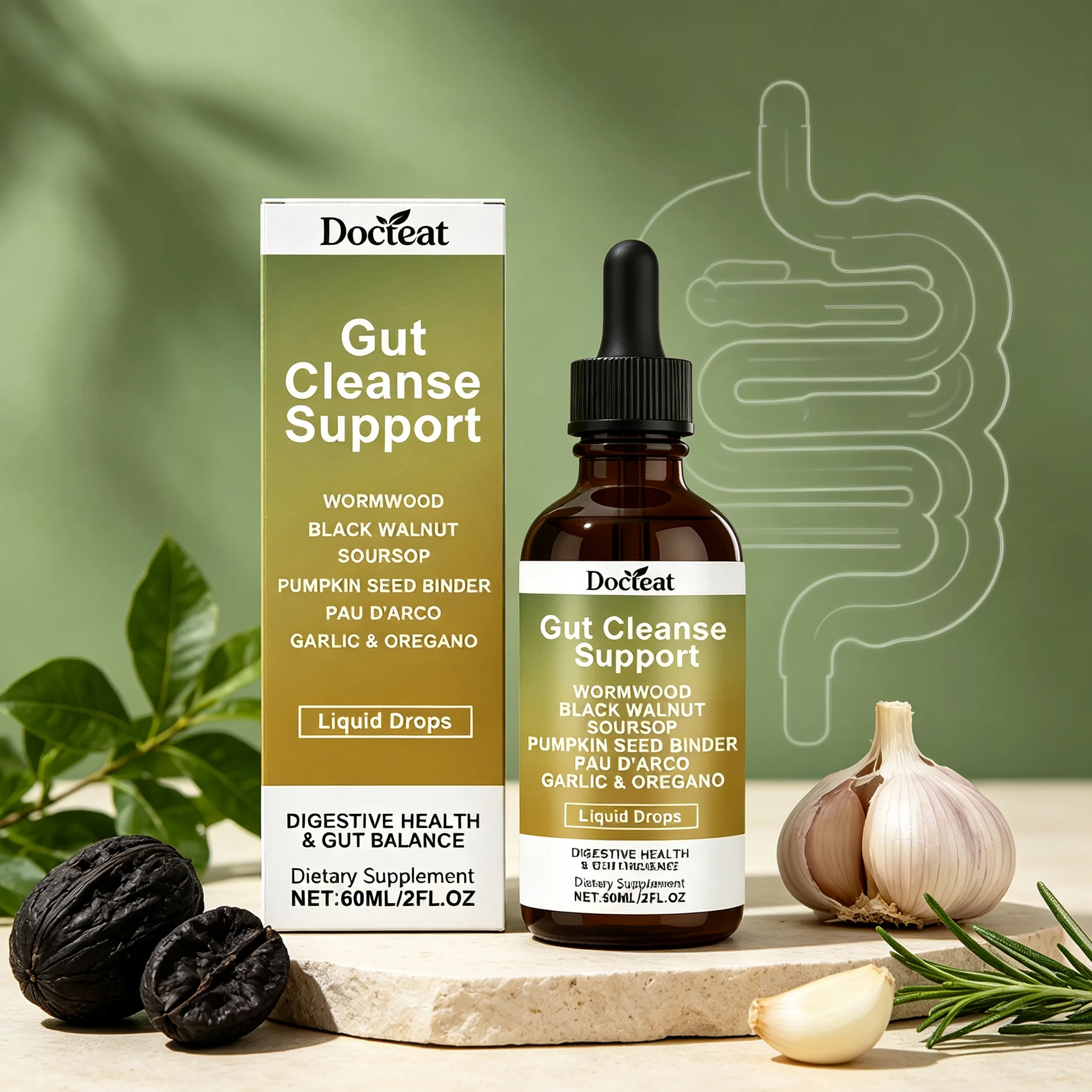 Black Walnut Drops Gut Colon Cleanse Detox Support Digestive Balance Relieve Bloating Constipation Intestinal Parasite Cleanse