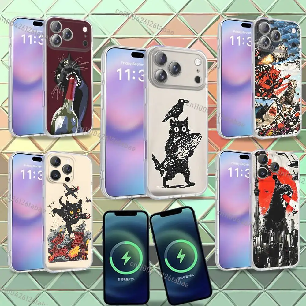 

Funny cute Japanese Ukiyo-e cat Phone Case For iPhone 16,14,11,17,13,15,12,Air,Plus,Pro,Max,E,Mini Frosted for MagSafe Magnetic