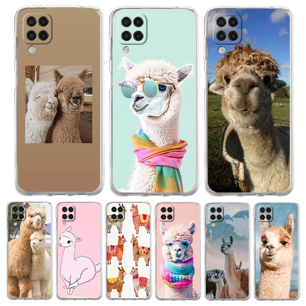 Kawaii Alpaca lovely Phone Case for Samsung A13 A15 A25 A35 A51 A55 A71 A21S A11 A31 A52 A41 A23 A53 A73 A32 5G A03S A05s Cover