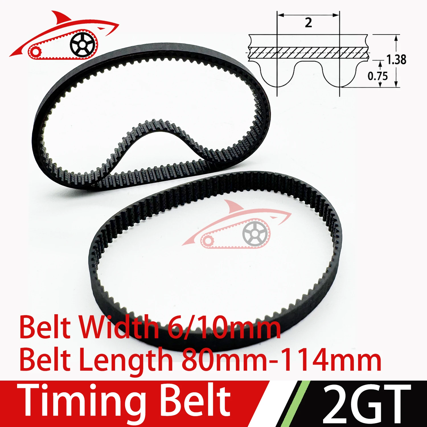 GT2 Timing Belt 2GT Belt Length 80mm-114mm Closed Loop Rubber Belt Width 6 10 15mm 2M Belt Synchronous Belt For 3D Printer Belt