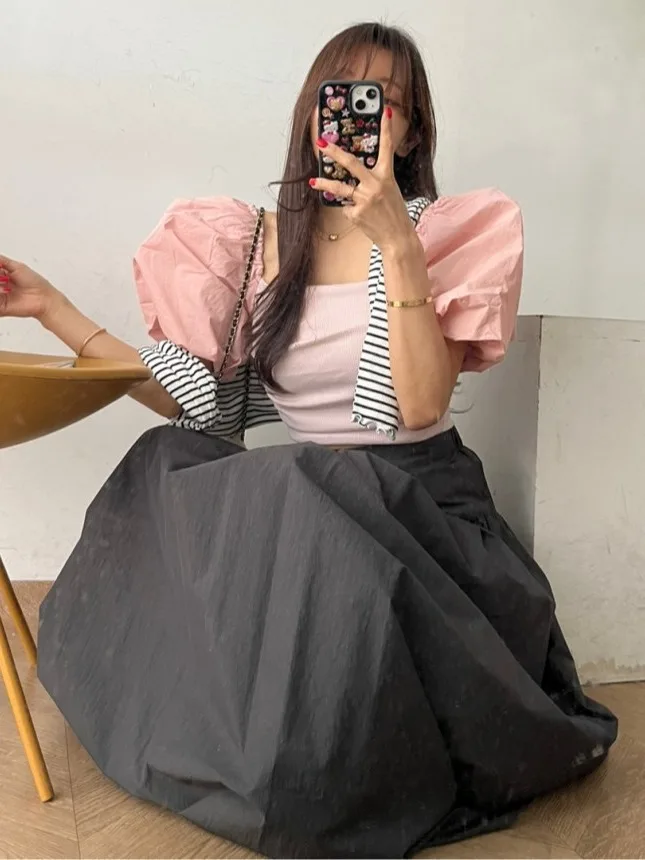 

Весенняя шикарная юбка-миди трапециевидной формы с высокой талией, женские однотонные плиссированные утягивающие расклешенные юбки, повседневные юбки Ele