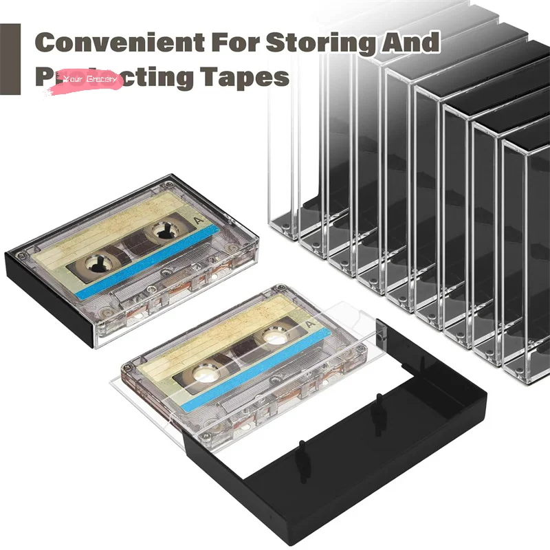 Y-5Pcs Vintage Cassette Tape Boxes Compact Dustproof Clear Plastic Storage Case Audio Cassette Organizer for Collection