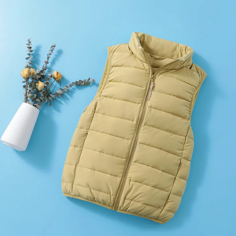 Autumn Winter Ultra Light White Duck Down Vest Jakcet Women Warm Sleeveless Waistcoat Parka Ladies Stand Collar Short Tank Tops
