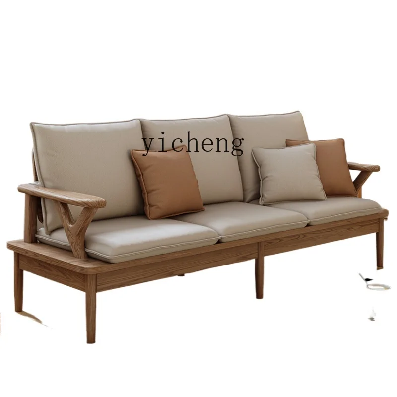 

Xl Nordic Ash Solid Wood Sofa Log Three-Seat Straight Row Sofa