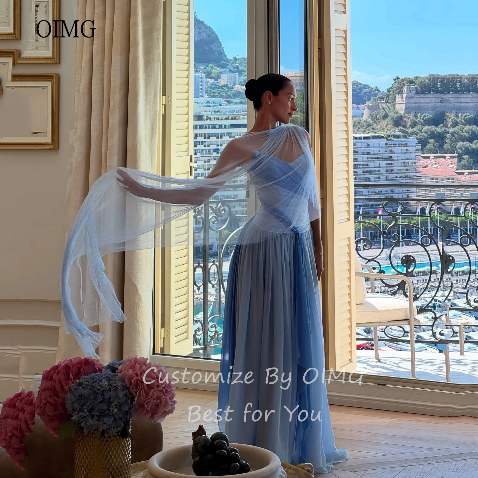 OIMG Maxi-Abschlussballkleider mit Spaghettiträgern in Kontrastfarbe, A-Linie, Partykleid, bodenlanges Abendkleid, gleicher Stil wie Kelly Maßgeschneidert