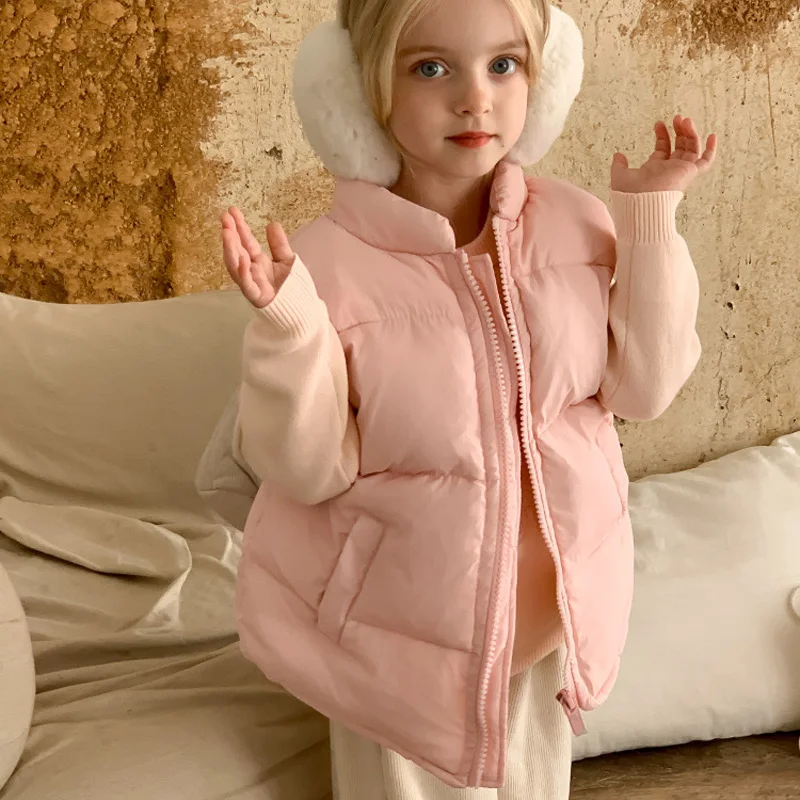 

Winter Children Vest Korean Style Thick Warm Girls Waistcoat Sleeveless Outerwear Coat Pink