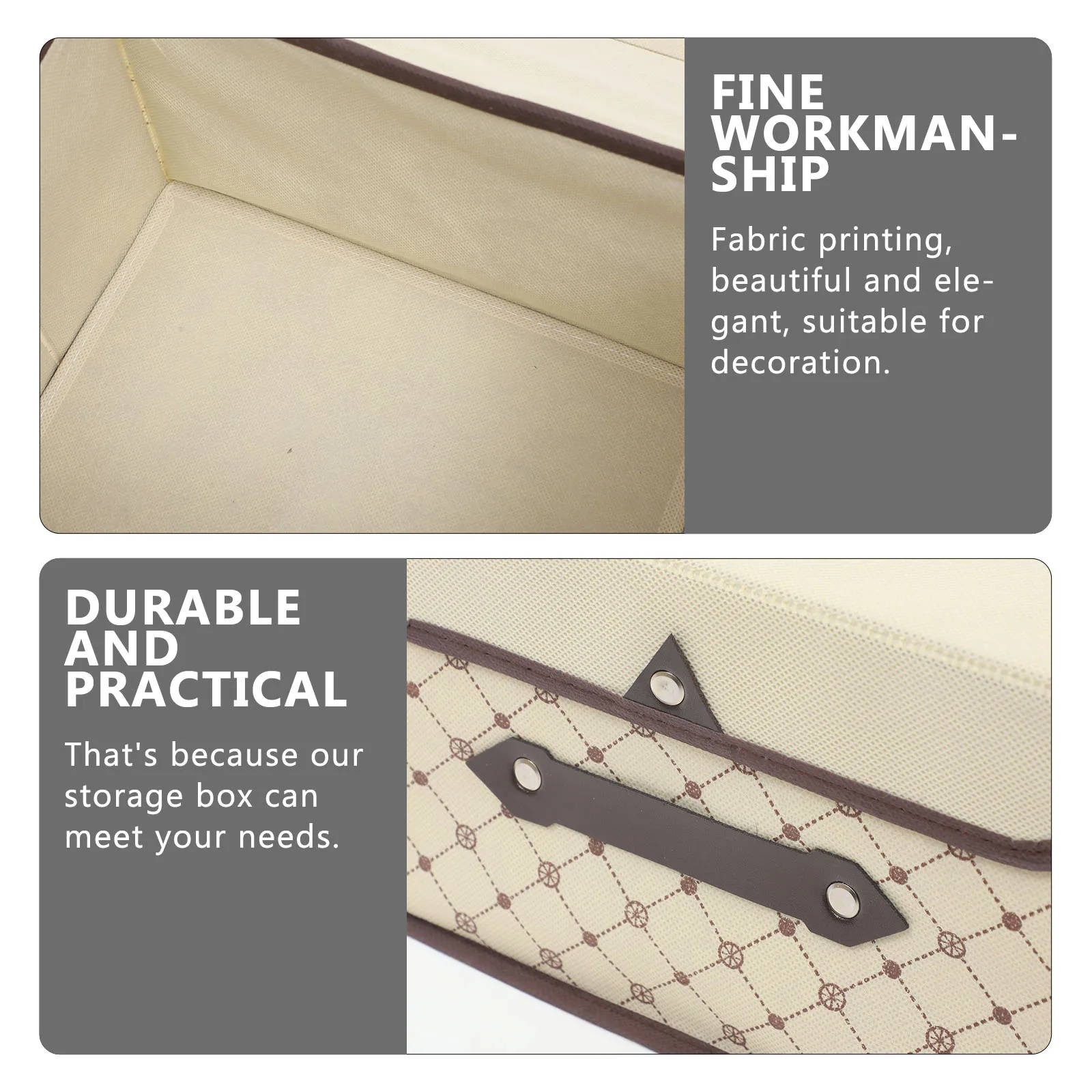 

1 set Foldable Fabric Storage Boxes Set Dust-proof Lid for Clothes Blanket Bedroom Organizer Bins Size Beige Grid